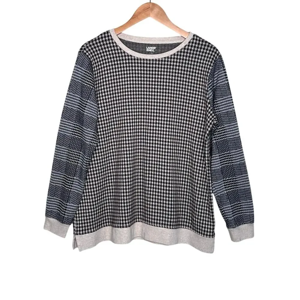 Lands End sport knit jacquard sweatshirt tunic size large